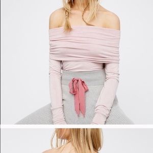 Free People Off The Shoulder Blush Pink Top
